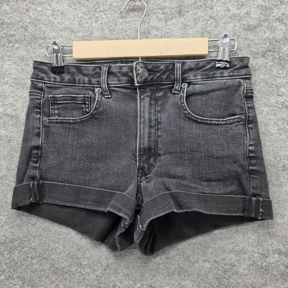 American Eagle Outfitters Shorts Womens 4 Black Hot Pants Denim Cuffed 3 Inseam